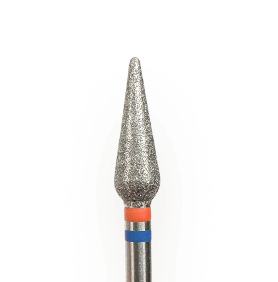 Diamond Nail Drill Bit KMIZ DDT 4.0-12 F-M – Drop Shape with Rounded Tip (4.0mm x 12mm) Fine to Medium Grit for Nail Prep & Callus Removal