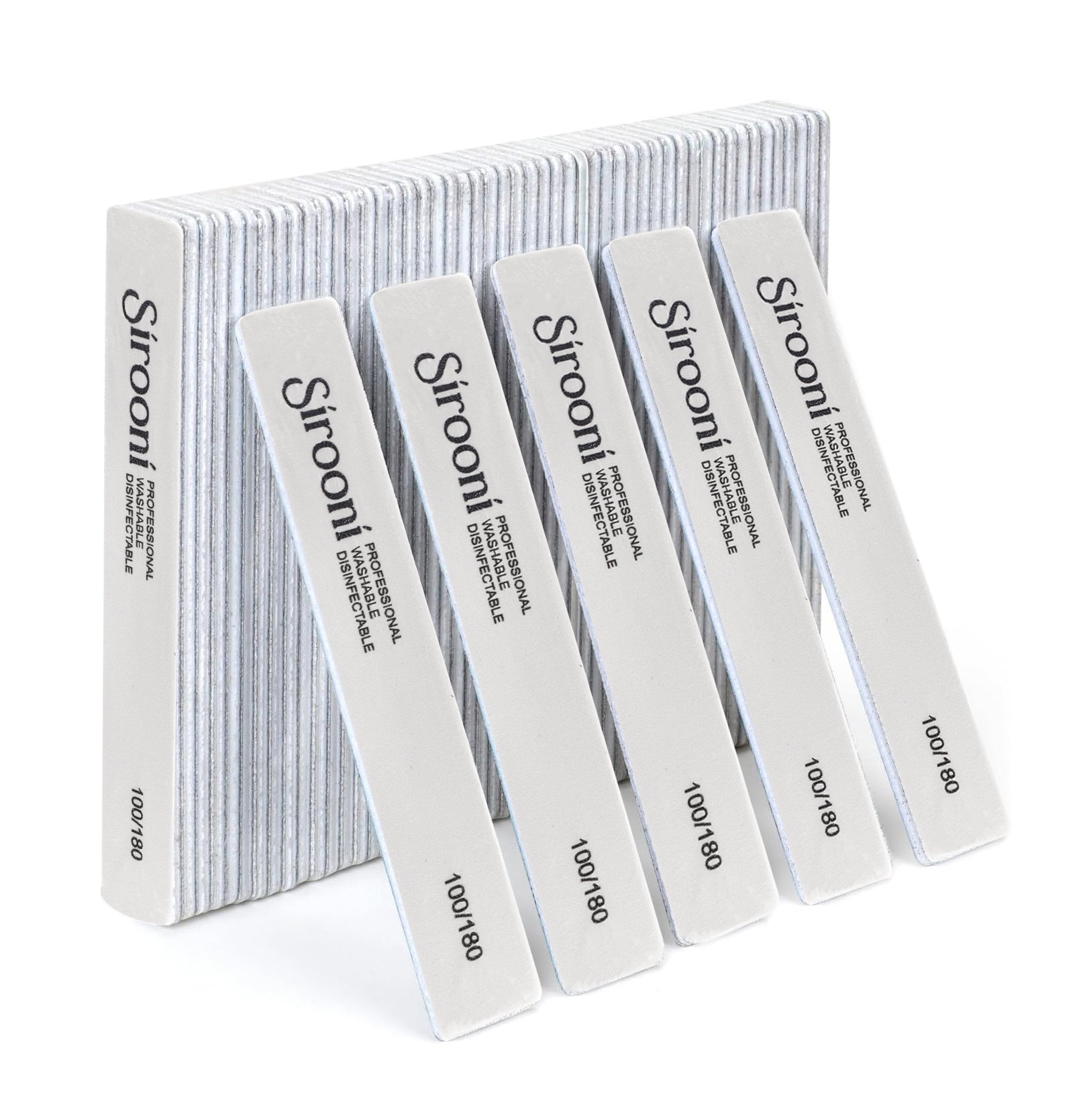 Nail Files Rectangle White - 100/180 & 180/240 Grit, 25 PCS