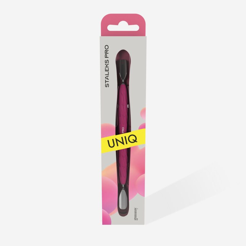 Manicure pusher Gummy with silicone handle UNIQ 10 TYPE 1 (rounded wide and rounded narrow pusher)