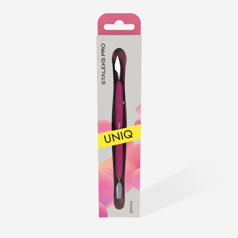 Manicure pusher Gummy with silicone handle UNIQ 10 TYPE 3 (rounded narrow pusher and cleaner)