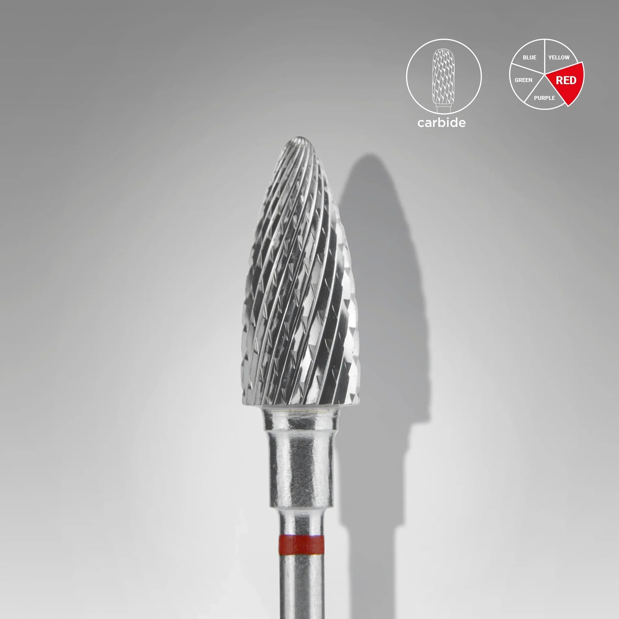Staleks Carbide nail drill bit pine cone red EXPERT head diameter 6 mm / working part 14 mm