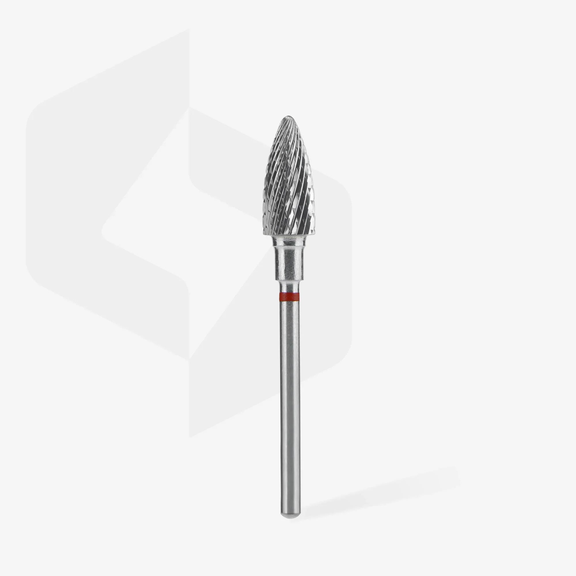 Staleks Carbide nail drill bit pine cone red EXPERT head diameter 6 mm / working part 14 mm