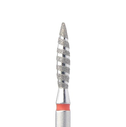 Diamond Nail Drill Bit KMIZ DTO 2.1-10 – Flame Tornado Shape (2.1mm x 10mm) Fine & Medium Grit for Sidewall & Cuticle Work