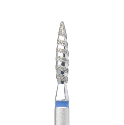 Diamond Nail Drill Bit KMIZ DTO 2.1-10 – Flame Tornado Shape (2.1mm x 10mm) Fine & Medium Grit for Sidewall & Cuticle Work