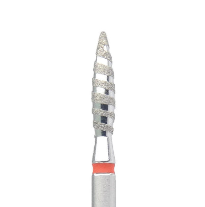 Diamond Nail Drill Bit KMIZ DTO 2.3-10 – Flame Tornado Shape (2.3mm x 10mm) Fine & Medium Grit for Cuticle & Sidewall Treatment