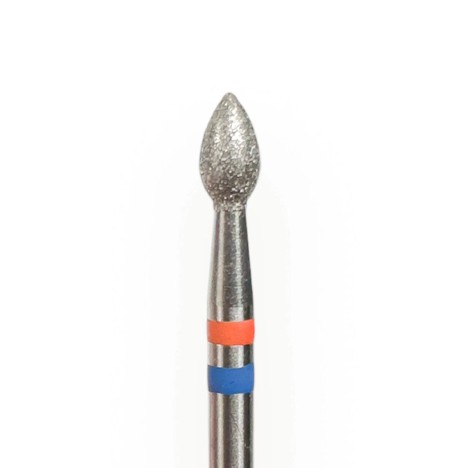 Diamond Nail Drill Bit KMIZ DFLK 3.0-5.0 F-M – Rounded Flame (Bud) Shape, Fine–Medium Grit for Cuticle, Pterygium & Crack Treatment