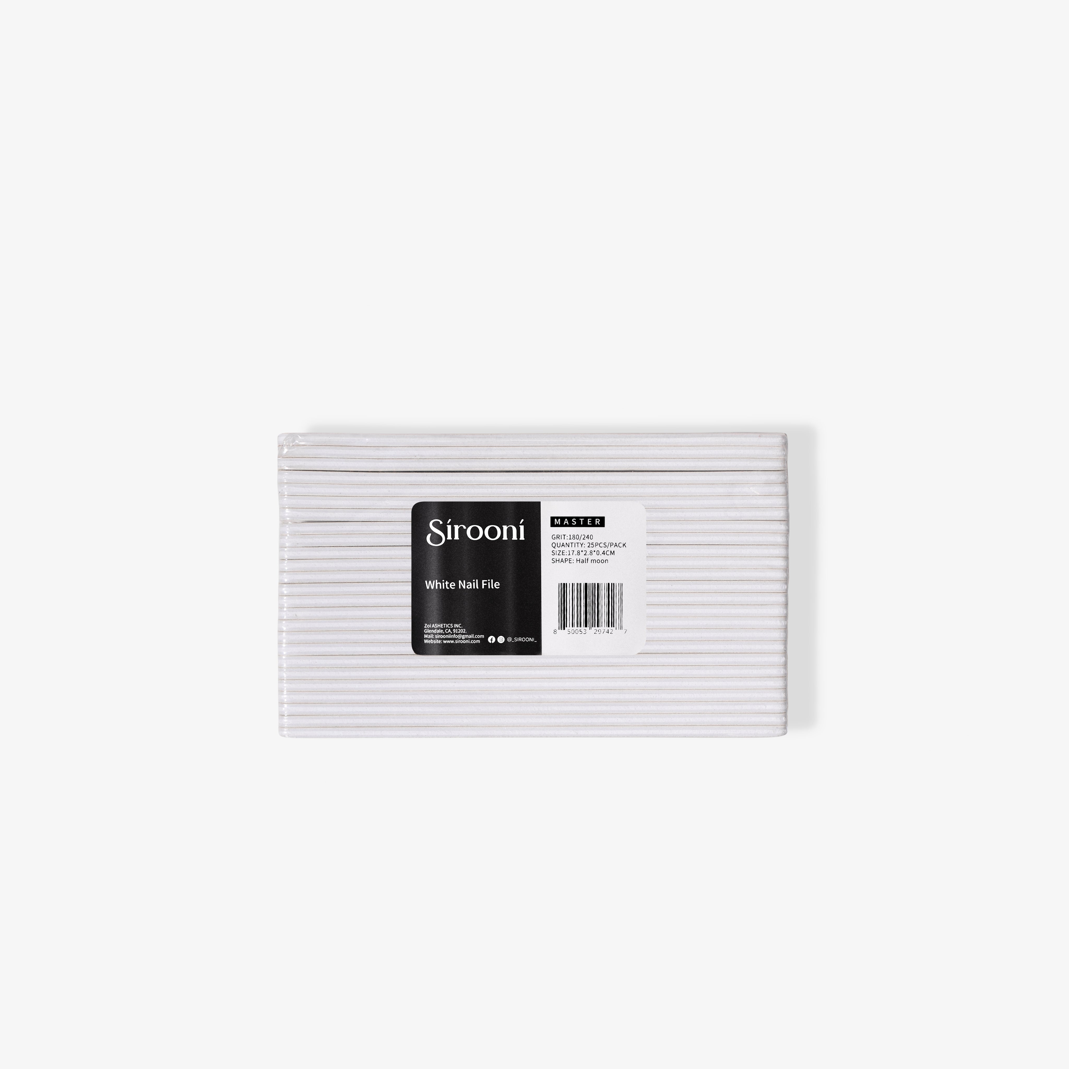 Nail File Half Moon White 25 PCS 180/240 GRIT