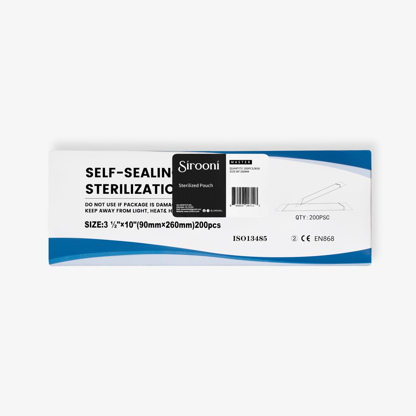 Self-Seal Sterilization Pouch 3.5” x 10” - 200 PCS/Box