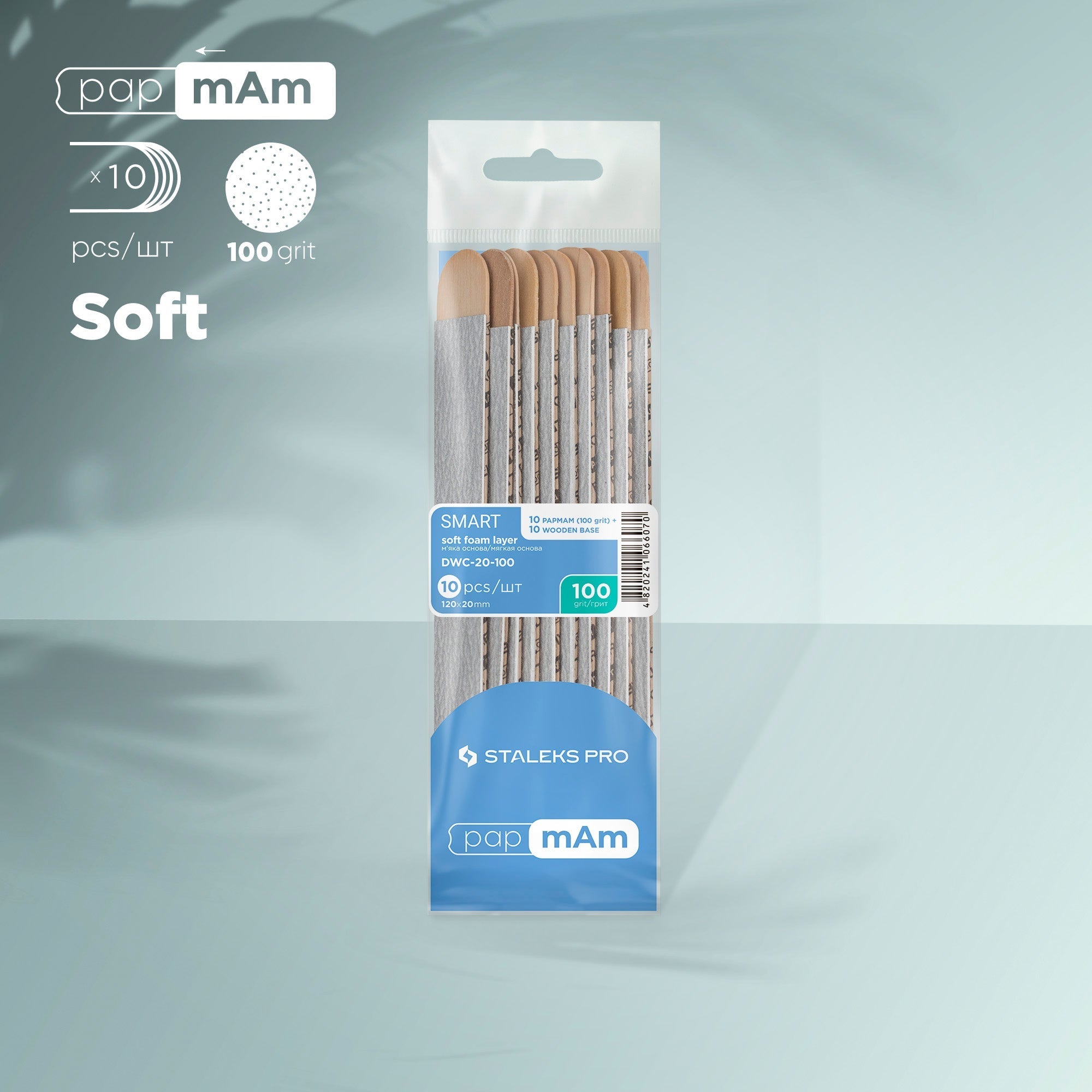 Staleks Disposable files papmAm on soft foam layer and on a wooden base SMART 20 100 grit (10 pcs)