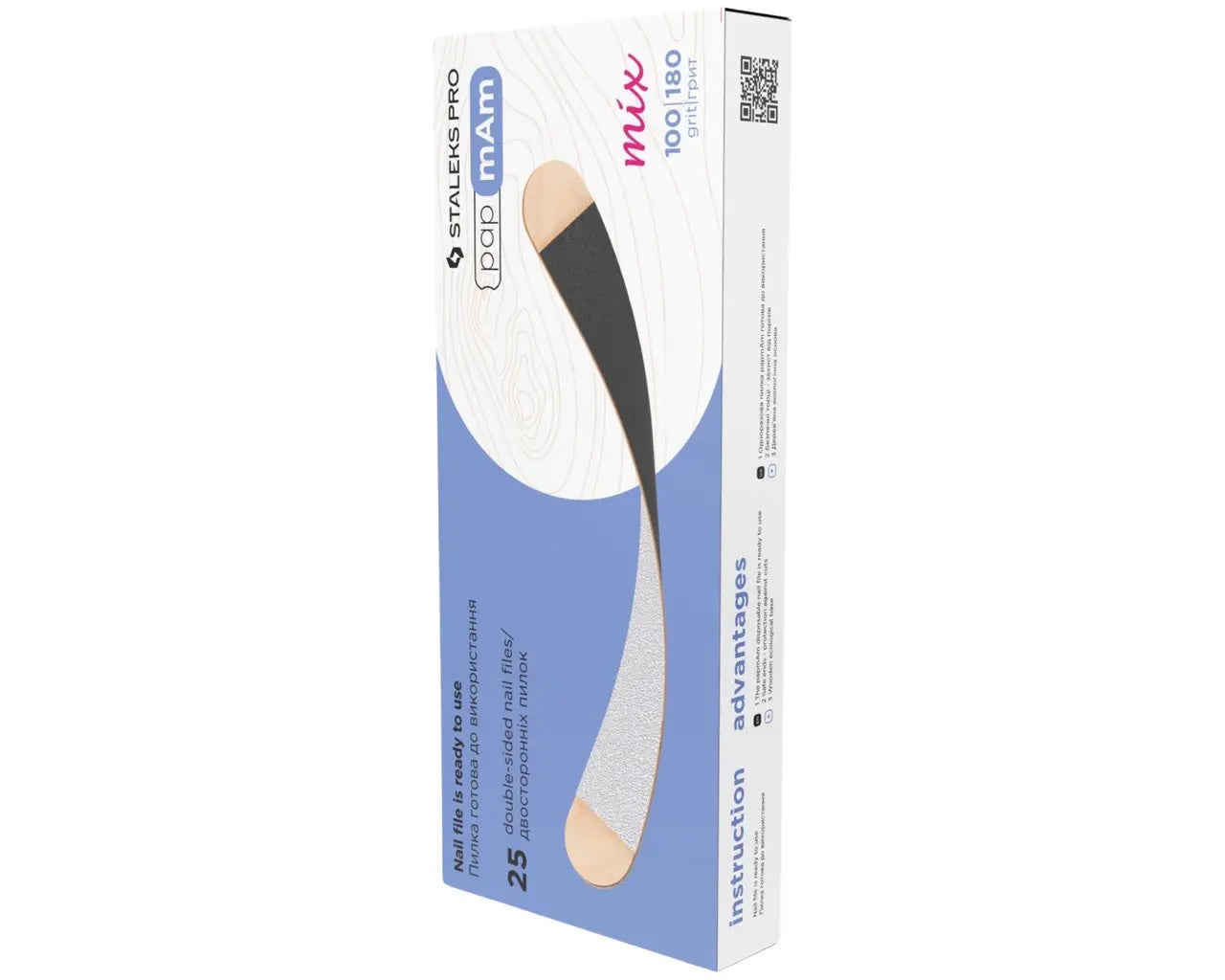 Staleks Disposable double-sided files papmAm Mix on a wooden base 100/180 grit (25 pcs)