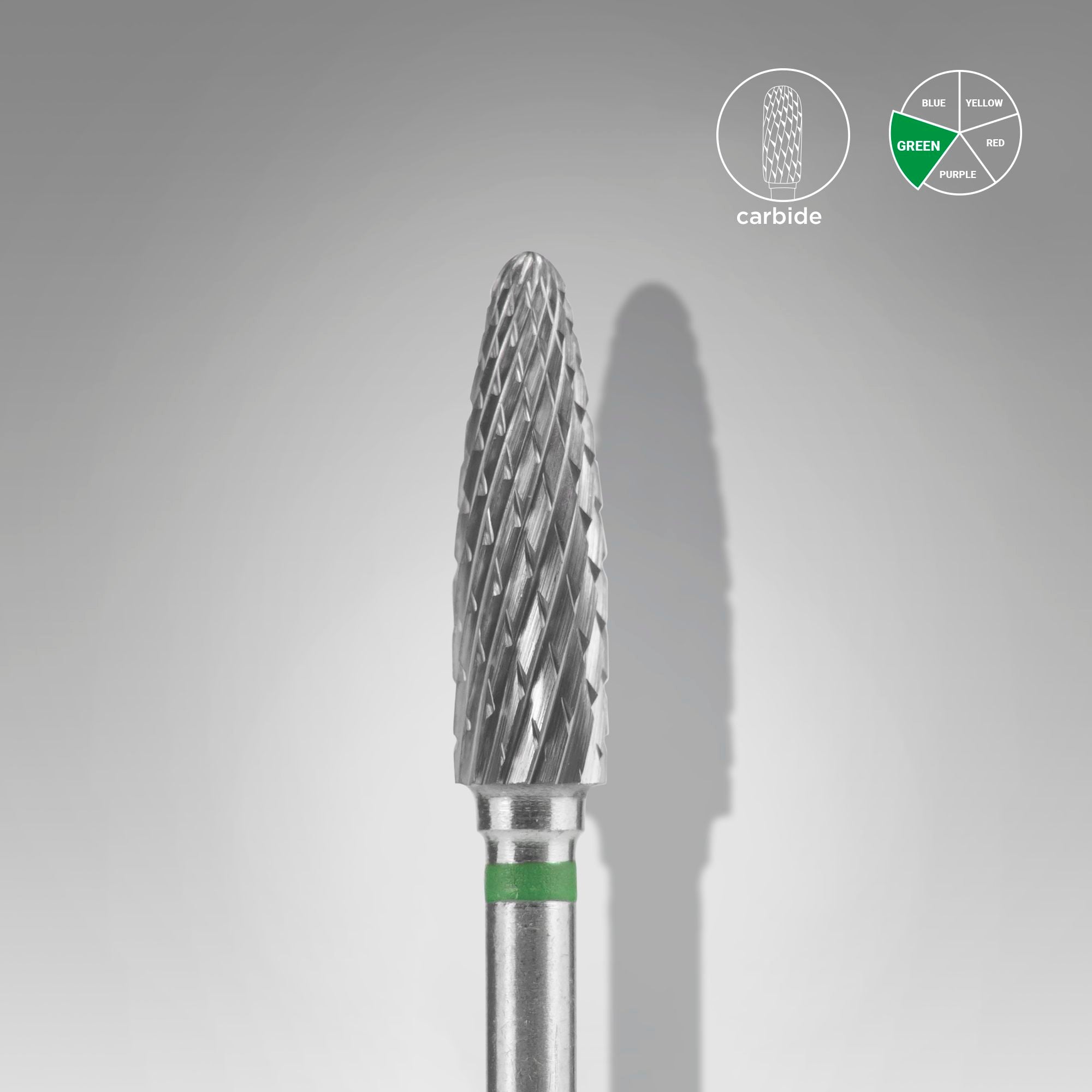Staleks Carbide nail drill bit "corn" green, 4 mm