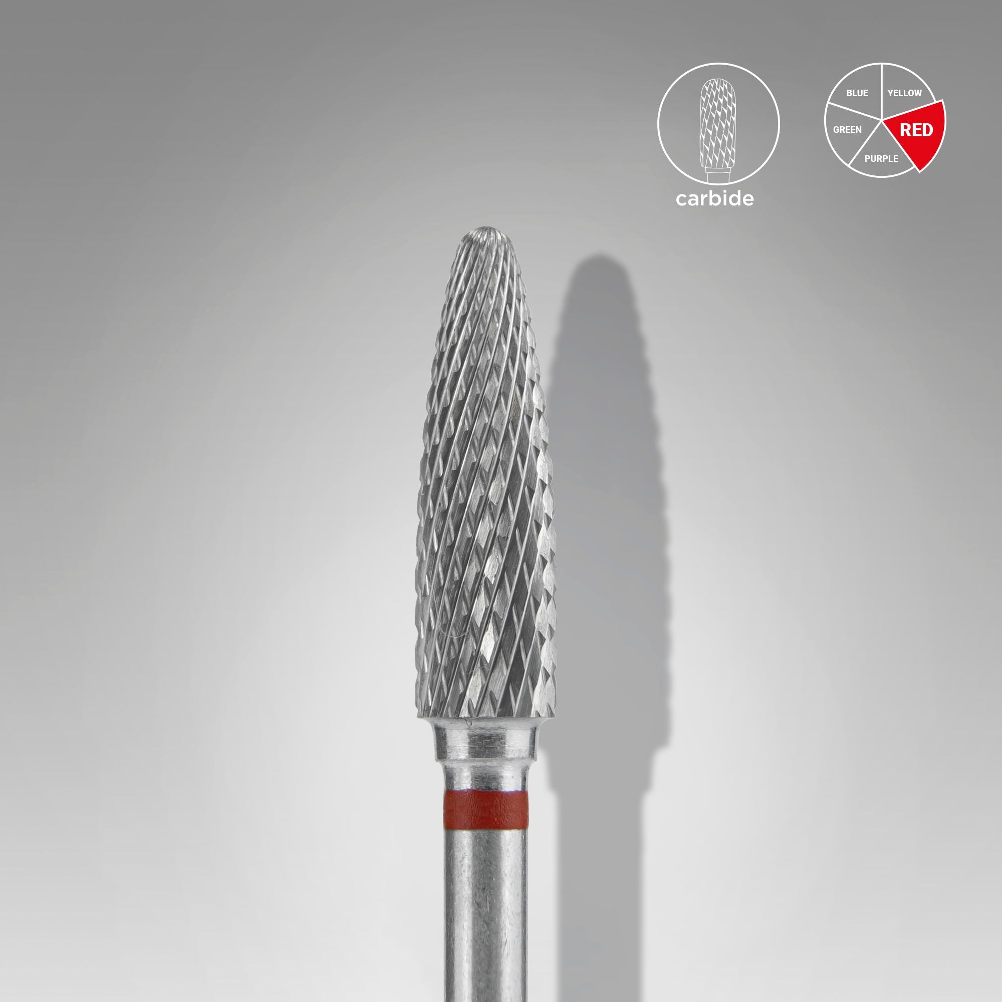 Staleks Carbide nail drill bit "corn" red, 4 mm