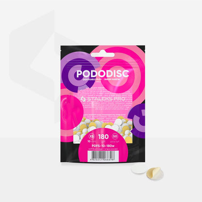 Staleks Disposable white files on soft foam layer for pedicure disc PODODISC XS EXPERT 180 grit (50 pcs)