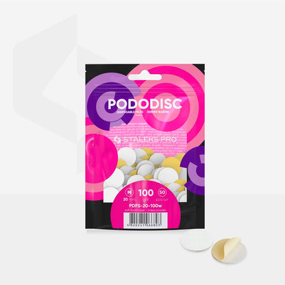 Staleks Disposable white files on soft foam layer for pedicure disc PODODISC M EXPERT 100 grit (50 pcs)