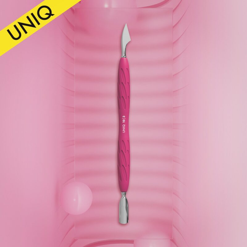 Manicure pusher Gummy with silicone handle UNIQ 10 TYPE 3 (rounded narrow pusher and cleaner)