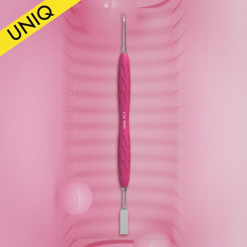 Manicure pusher Gummy with silicone handle UNIQ 11 TYPE 1 (straight flat and loop pusher)