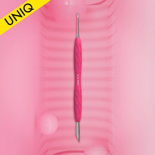 Manicure pusher with silicone handle “Gummy” UNIQ 11 TYPE 2 (slanted pusher + ring)