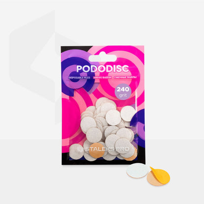 Staleks Disposable THIN white files for pedicure disc PODODISC S 240 grit (50 pcs)