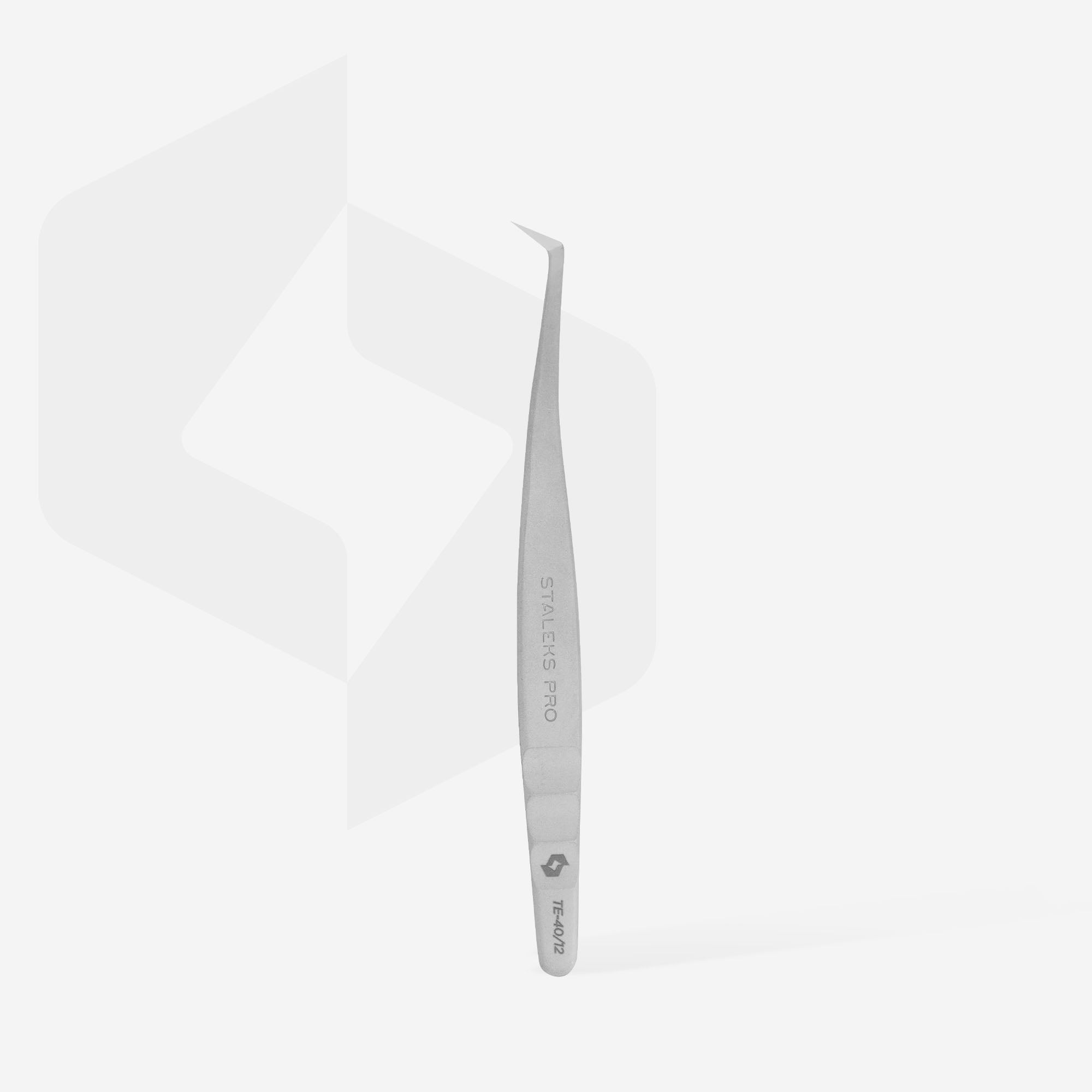 Staleks Professional eyelash tweezers EXPERT 40 TYPE 12 (curved tweezers for volume extension,65') - F.O.X Nails USA