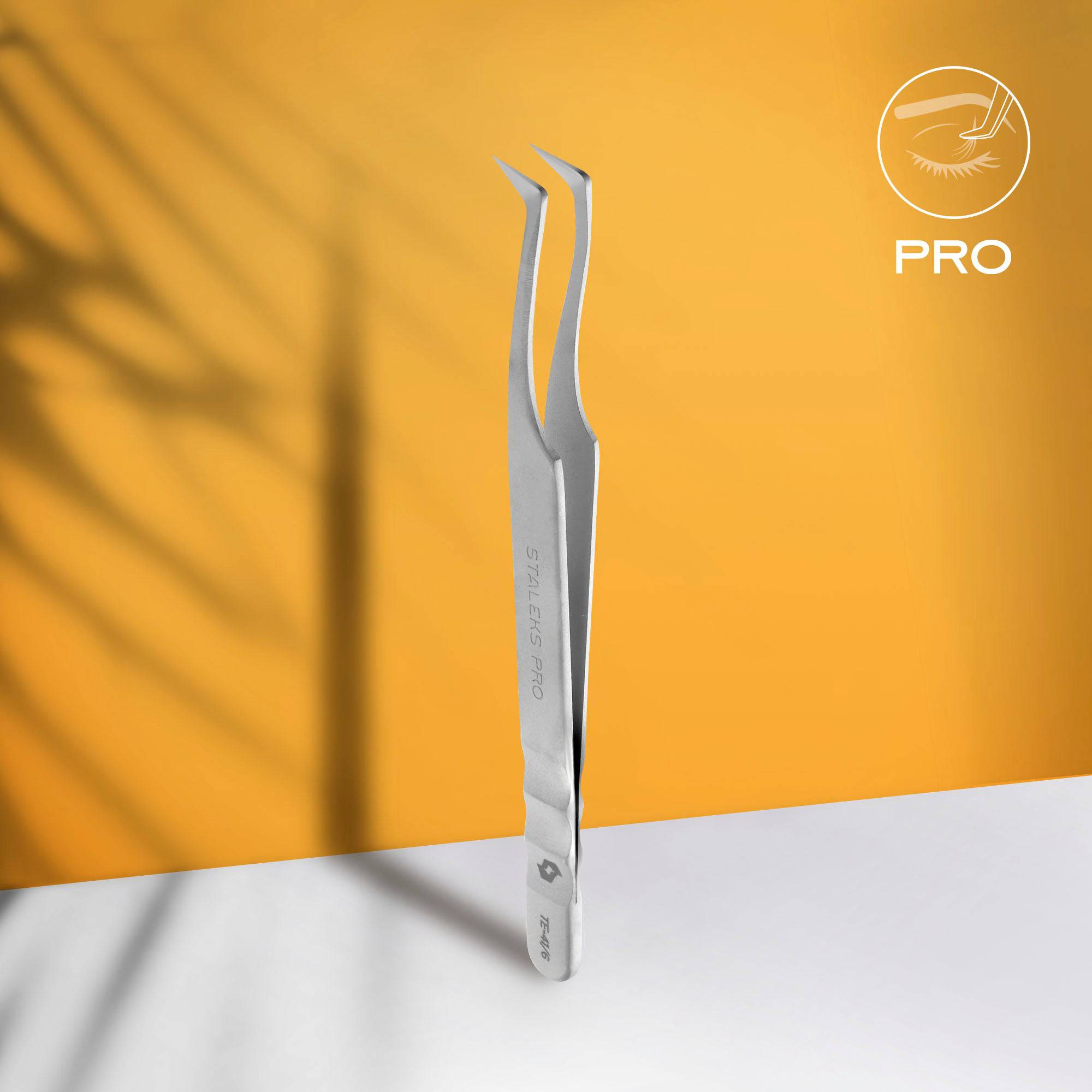 Staleks Professional eyelash tweezers EXPERT 41 TYPE 6 (curved tweezers for volume extension,75') - F.O.X Nails USA